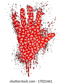 Vector illustration of a hand gesture grunge splatter with education concept.