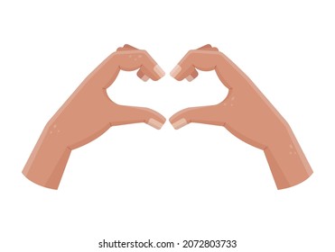 Vector illustration of a hand gesture - heart, love gesture. Flat style man hand.