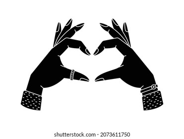 Vector illustration of a hand gesture - heart, love gesture. Simple style woman hand