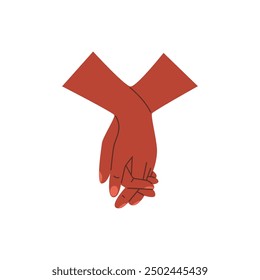 Vector illustration with hand gesture on isolated background. Hands in a flat style connect to each other, emphasizing the theme of togetherness and interaction.