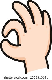 vector illustration of hand gesture showing okay symbol