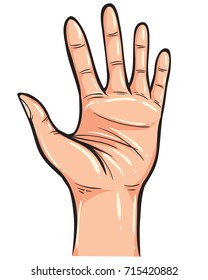 Vector illustration. Hand gesture showing number five. Simple doodle hand drawn style 