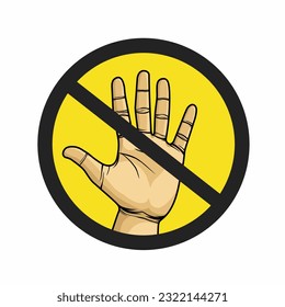 ilustración vectorial del icono de signo de prohibición "stop" del gesto de la mano. Bueno para el agitador, la edición, etc. 