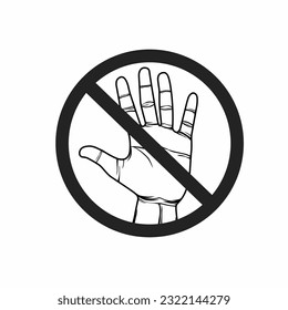 ilustración vectorial del icono de signo de prohibición "stop" del gesto de la mano. Bueno para el agitador, la edición, etc. 
