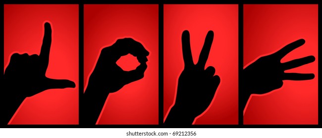 vector illustration of Hand gestures making the word love