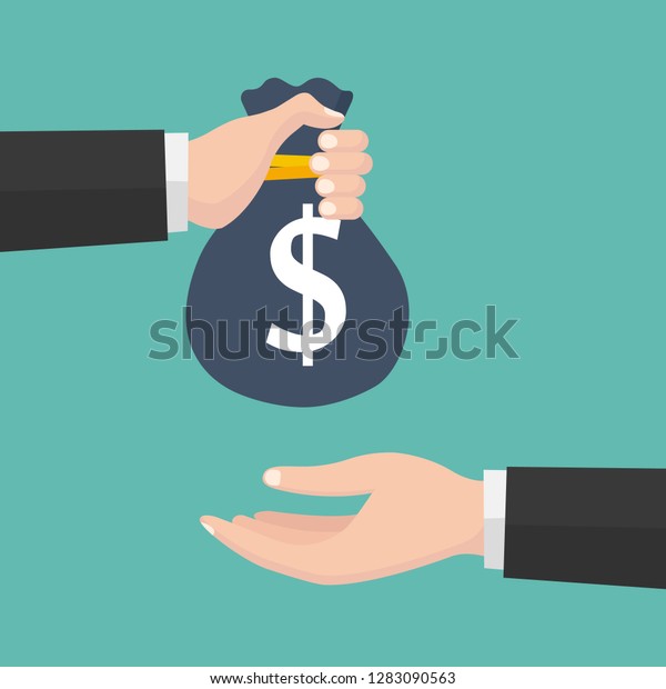 Vector Illustration Hand Giving Bag Money Stock Vector (Royalty Free ...