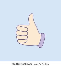 Vector illustration of a hand giving a thumbs up. Minimalist design in pastel colors
