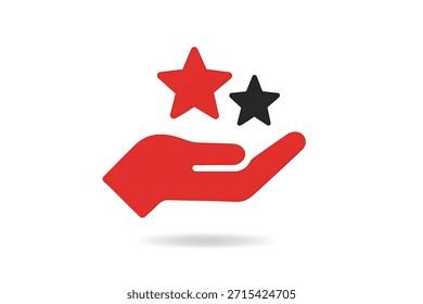 Ilustración vectorial de mano dando dos estrellas. Símbolo de pertenencia