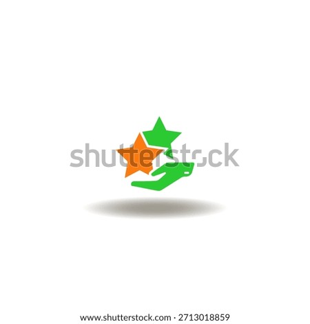 Vector illustration of hand giving two stars. Symbol of membership.