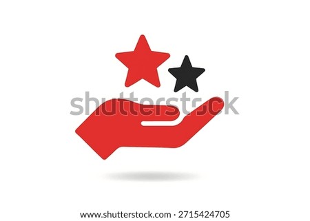 Vector illustration of hand giving two stars. Symbol of membership