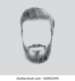 Vector illustration, hand graphics - Men's Beard and Hair