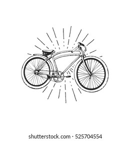 Vector illustration, hand graphics - Old bicycle emblem