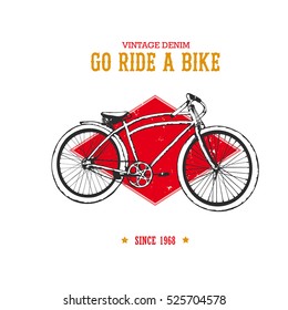 Vector illustration, hand graphics - Old bicycle emblem