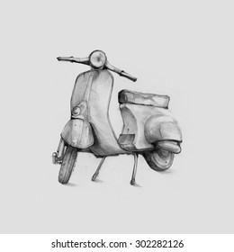 Vector illustration,, hand graphics - Vespa scooter