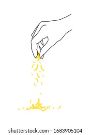 Vector illustration of hand with grated cheese