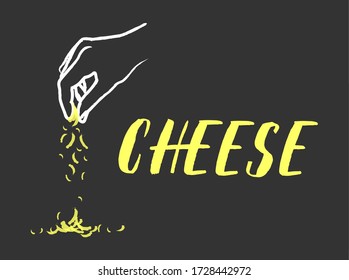 Vector illustration of hand with grated cheese