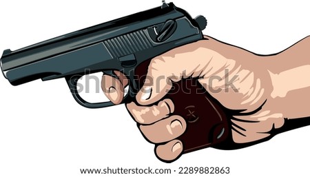 vector illustration of a hand with a gun, insulation on a white background