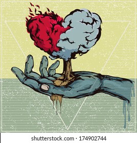 Vector illustration: Hand and heart