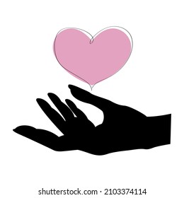 Vector illustration of a hand with a heart.