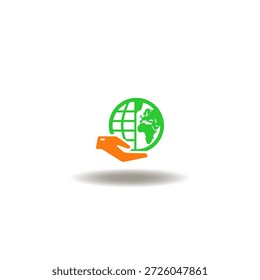 Ilustración vectorial de la mano sostener el planeta Tierra. Símbolo de la RSC Responsabilidad Social Corporativa.