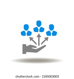 Vector Illustration Of Hand Hold Or Give Structure Flowchart Businessman. Symbol Of Role Responsibility. Icon Of Roles And Responsibilities.