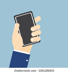 Vector illustration of  Hand hold mobile phone flat icons connected to each other.online concept
