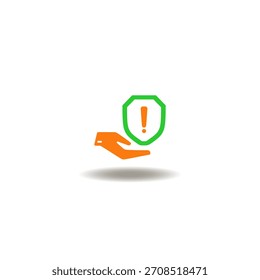 Vector illustration of hand hold shield with check mark. Symbol of safety first.