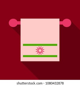 Vector illustration hand holder towel clean bath hygiene cotton textile. Bathroom dry towel.
