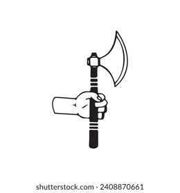 vector illustration of a hand holding an axe
