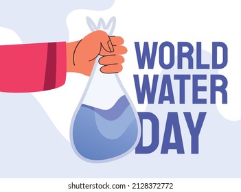 Vector illustration hand holding bag with water for world water day vector illustration day.
