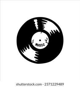 vector illustration of a hand holding a black record