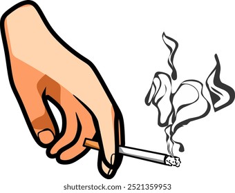 Vector Illustration of Hand Holding a Burning Cigarette