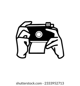 vector illustration of a hand holding a camera