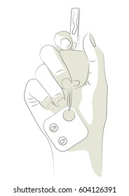 Vector illustration of hand holding car key with remote controller