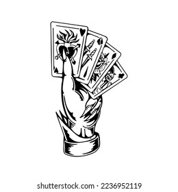 vector illustration of a hand holding a card