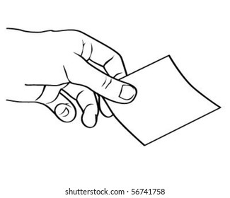 vector illustration of a hand holding a card