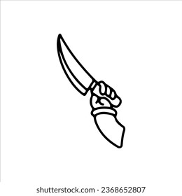 vector illustration of hand holding cartoon knife