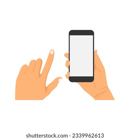 vector illustration of a hand holding a cell phone or smartphone