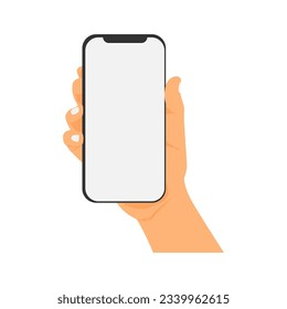 vector illustration of a hand holding a cell phone or smartphone