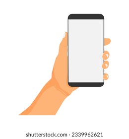 vector illustration of a hand holding a cell phone or smartphone