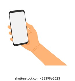 vector illustration of a hand holding a cell phone or smartphone