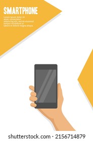 ilustración vectorial de una mano sosteniendo un teléfono móvil adecuado para una plantilla de afiche o portada de libro sobre tecnología o smartphone
