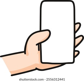 vector illustration of hand holding cellphone, blank space cellphone, online web search symbol