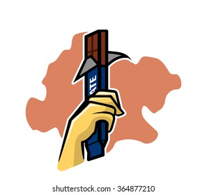 Vector illustration of hand holding chocolate bar