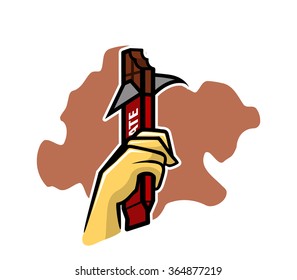 Vector illustration of hand holding chocolate bar