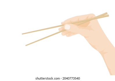 Ilustración vectorial de los palillos de mano aislados sobre fondo blanco