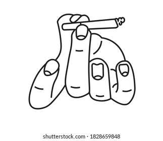 vector illustration of a hand holding a cigarette icon