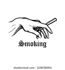  Vektorgrafik einer Hand, die eine Zigarette hält