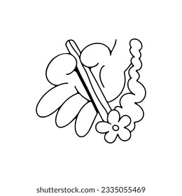 ilustración vectorial de una mano que sostiene un cigarrillo