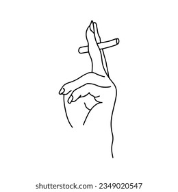 vector illustration of a hand holding a cigarette